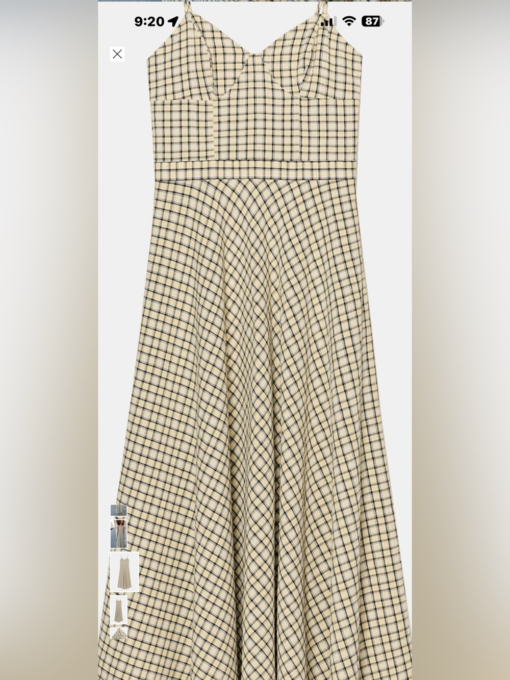 Zara Yellow Checked Maxi Dress with Navy Grid - Picture 3 of 8
